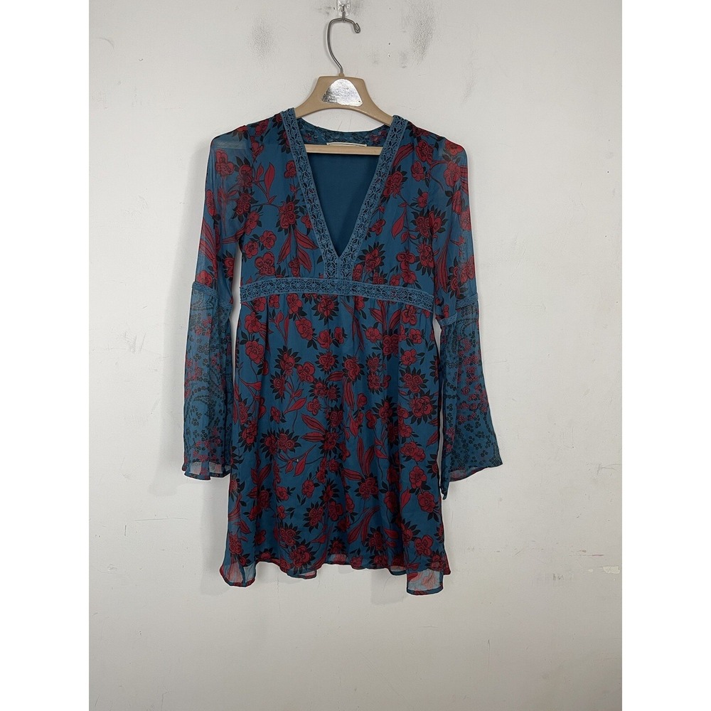 Abercrombie & Fitch Womens Dress Small Babydoll Whimsigoth Y2K Fairy Witchy Teal